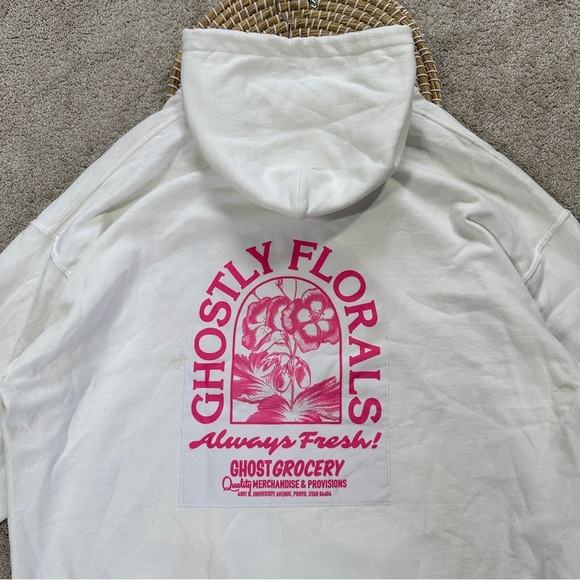 Lonely Ghost Women’s Ghostly Florals Sweatshirt Hoodie Pullover in White XXL - Picture 8 of 16